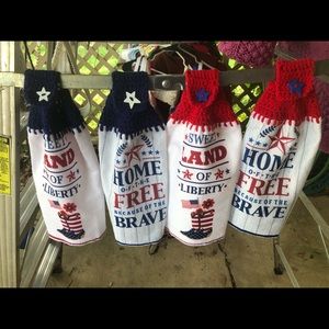 Crocheted hand towels.